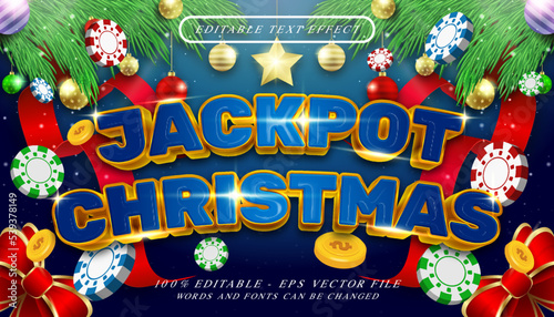 jackpot christmas 3d text effect and editable text effect with christmas background