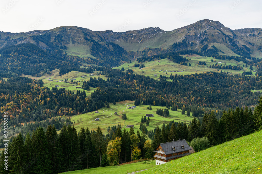 Die Region Bregenzerwald bei Sibratsgfäll an einem herbstlichen Vormittag 