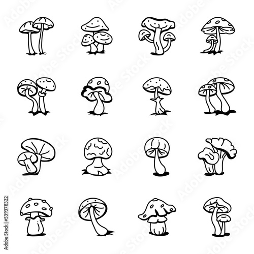 Pack of Toadstools Hand Drawn Icons 

 photo