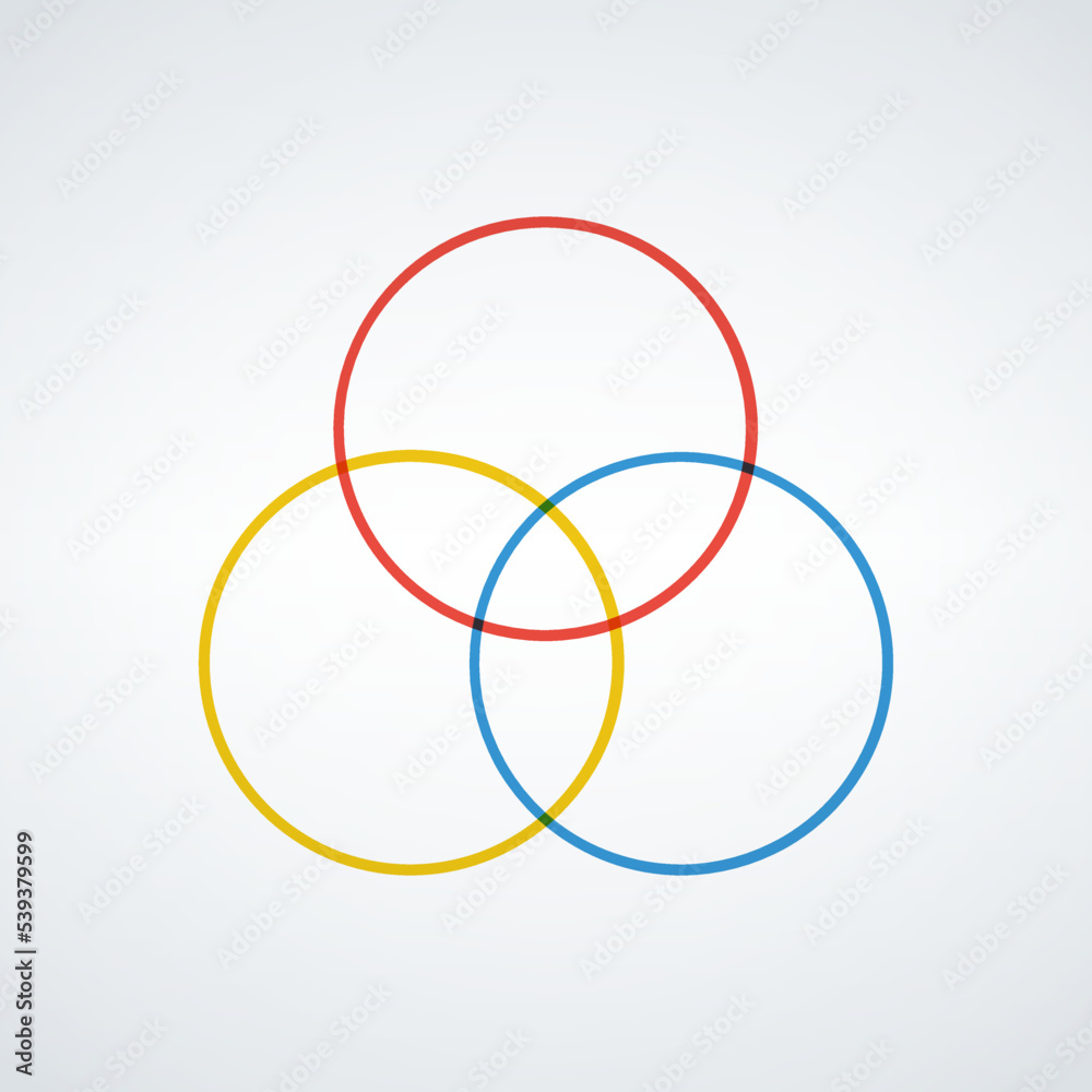Three overlapping circles infographic icon. Template for diagram, graph