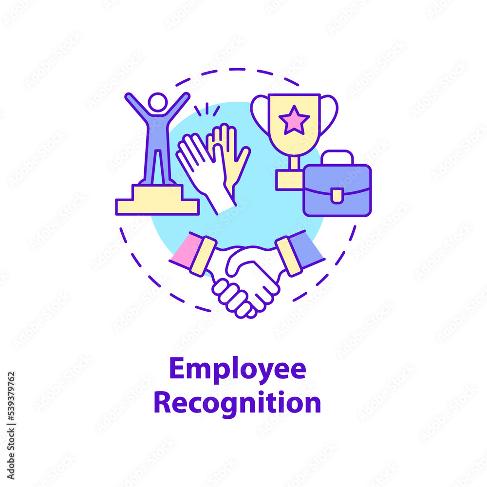 Employee recognition concept icon. Appreciate workers contributions. HR abstract idea thin line illustration. Isolated outline drawing