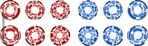 technology circle, tech circle vector. robot eye vector. blue and red robotic eye vector isolated on transparent background. Vector illustration.