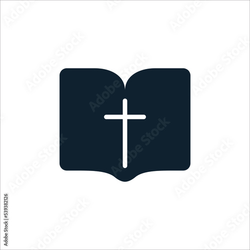 Bible with cross icon. Open...