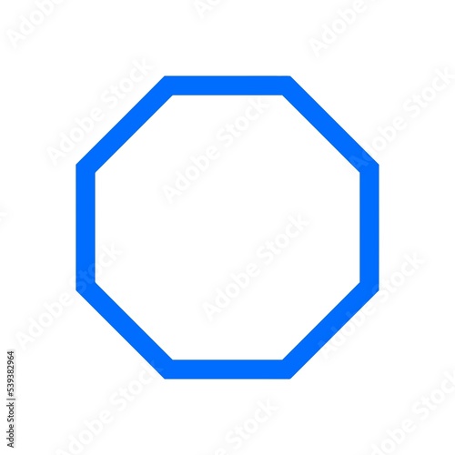 Blue octagon outlined shape icon 