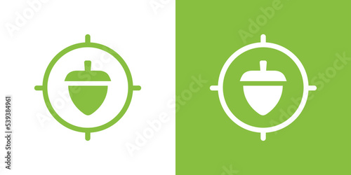 Acorn target logo icon design, oak nut inside reticle
