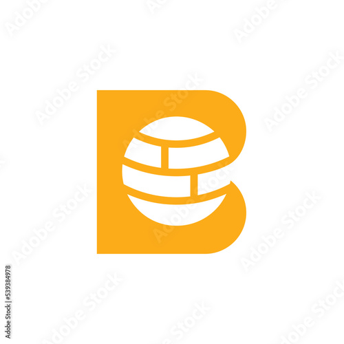 Letter B global world logo, abstract earth and alphabet B logo - Vector