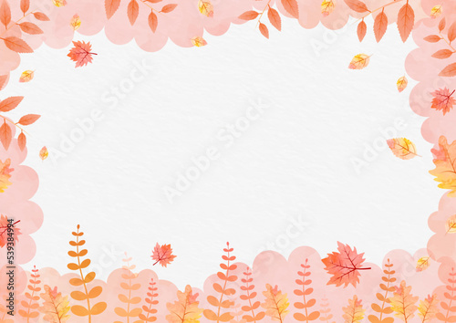 水彩　背景　秋　紅葉
