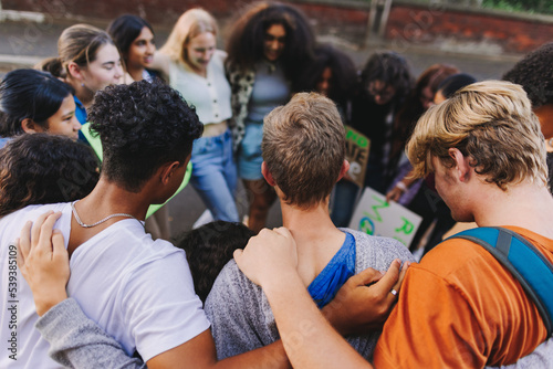 Diverse young people uniting against climate change