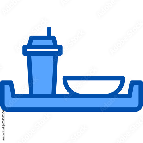 Serving dish blue outline icon