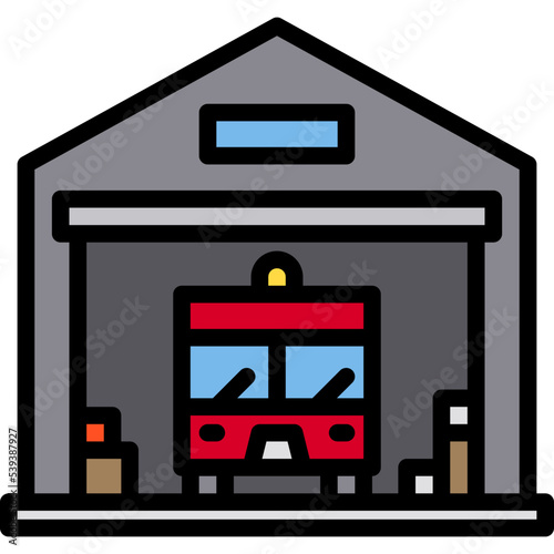 Fire station blue outline icon