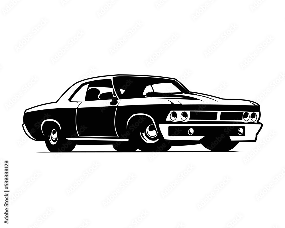 Muscle car logo showing left isolated black emblem vector illustration