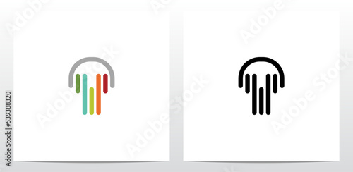 Vertical Lines Headphone Letter Logo Design Y
