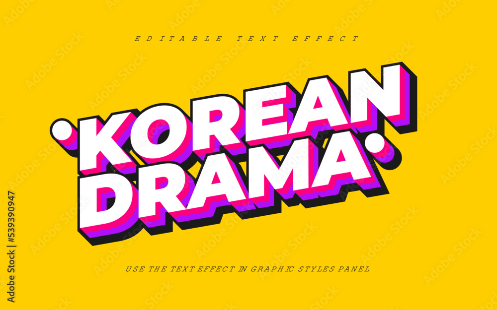 Korean drama editable text effect template - obrazy, fototapety, plakaty 