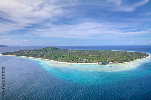 Aerial view of Gili Trawangan -  coral tropical island located at West Nusa Tenggara area, Indonesia © Maria