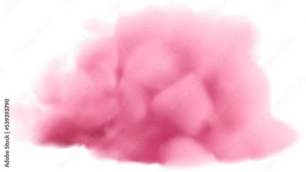 Realistic pink clouds set isolated on transparent background. 
