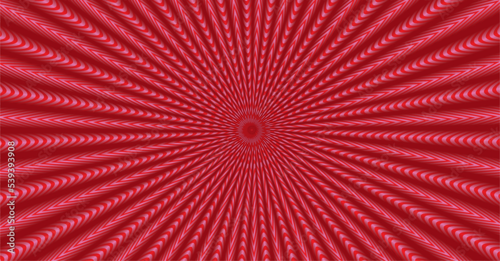 Different sunbeam, sunburst background in red. Dimension 16:9. Vector illustration.