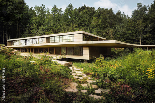 modern organic house in the forest