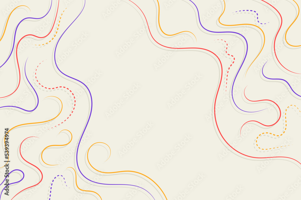 Obraz premium Abstract yellow, purple, and red wavy lines background. Dotted and flat line waves backdrop illustration