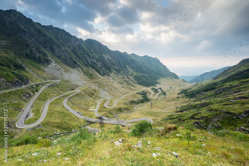 Amazing view of the north part of famous Transfagarasan serpentine mountain road between Transylvania and Muntenia, Romania