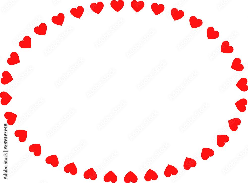 Oval frame with hearts. Template for Valentine day invitation card, photo, picture, banner. PNG