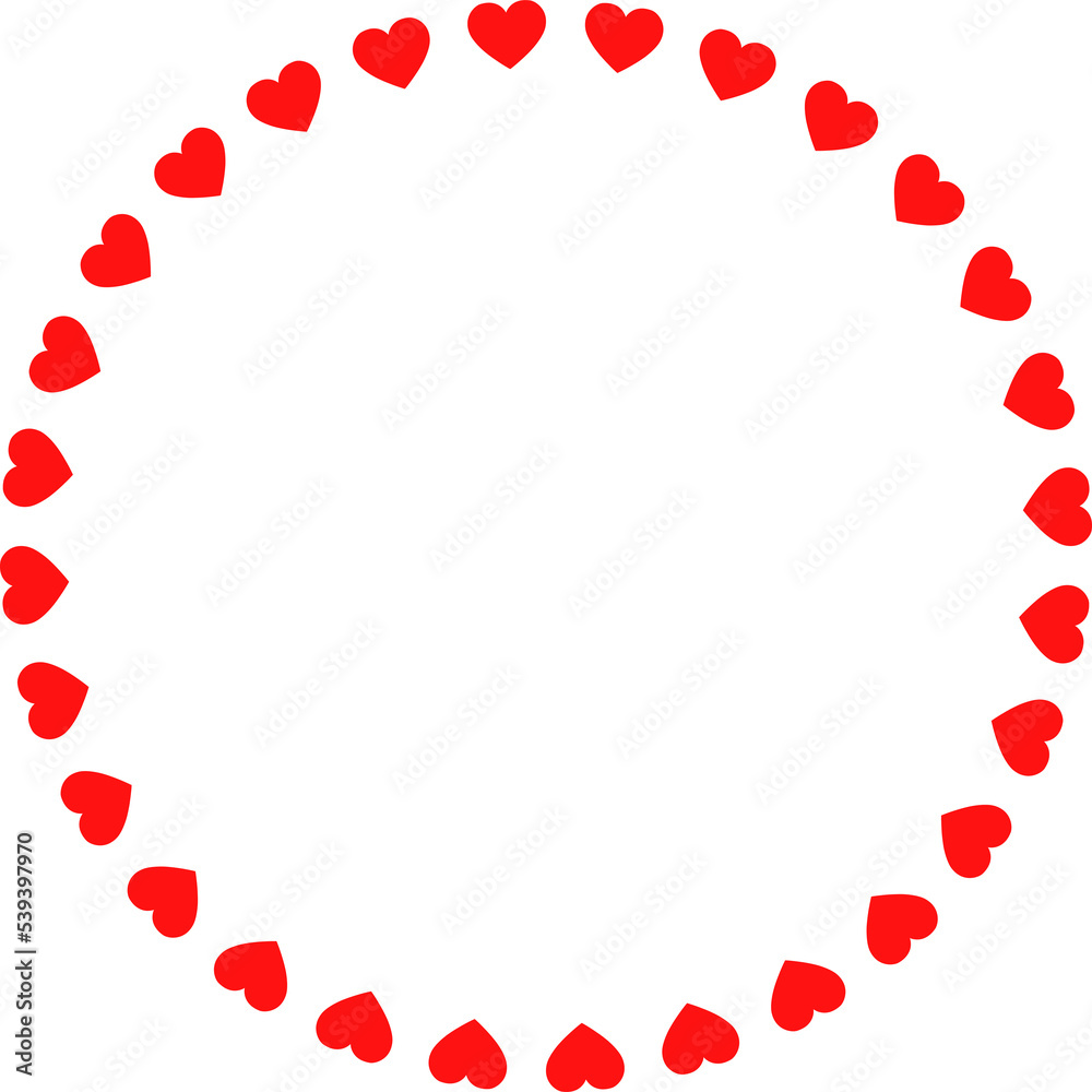 Round frame with hearts. Template for Valentine day invitation card, photo, picture, banner. PNG