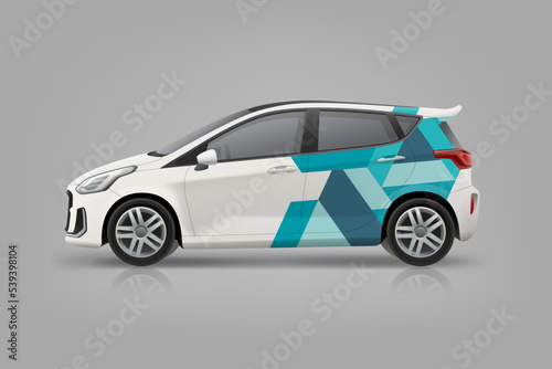 Company branding Car mockup editable vector template. Abstract branding background on corporate Car. Branding vehicle mock-up