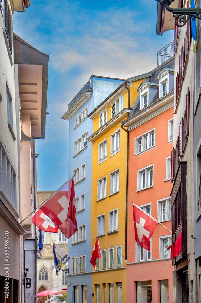 View of the street in Zurich, Swiss