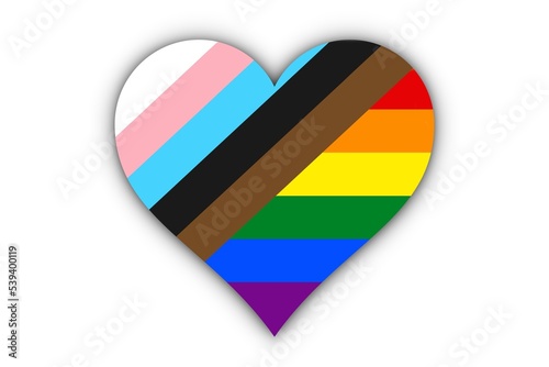 Bandera LGBT+ interseccional en corazón