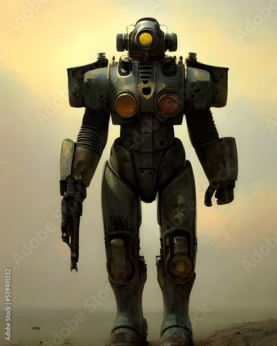 Post Apocalyptic alien armored robot 