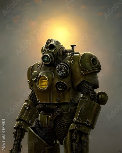 Post Apocalyptic alien armored robot 