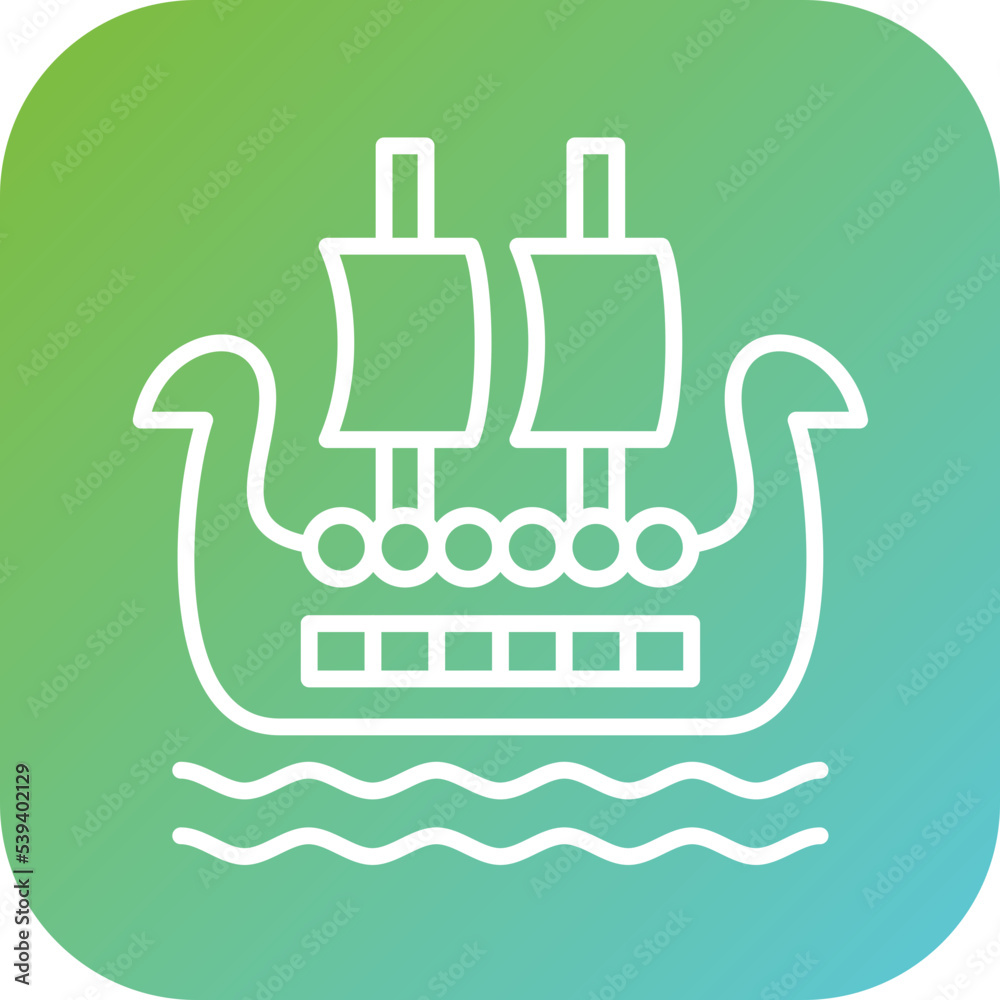 Viking Ship Icon Style