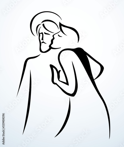 Kiss of Judas. Betrayal. Vector drawing