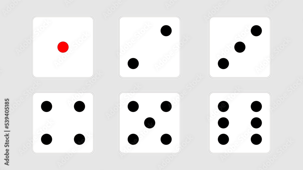 cut pass dice game icon set on white background, icon for game design, flat illustration, casino concept, random symbol, luck sign, simple design