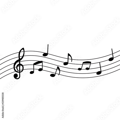 Awesome ringtone line art. collage with sheet music, linear drawing in vector