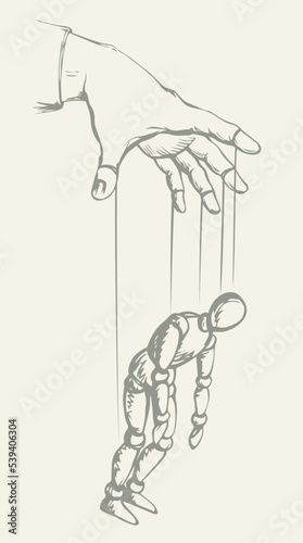 Man is a puppet. Vector drawing