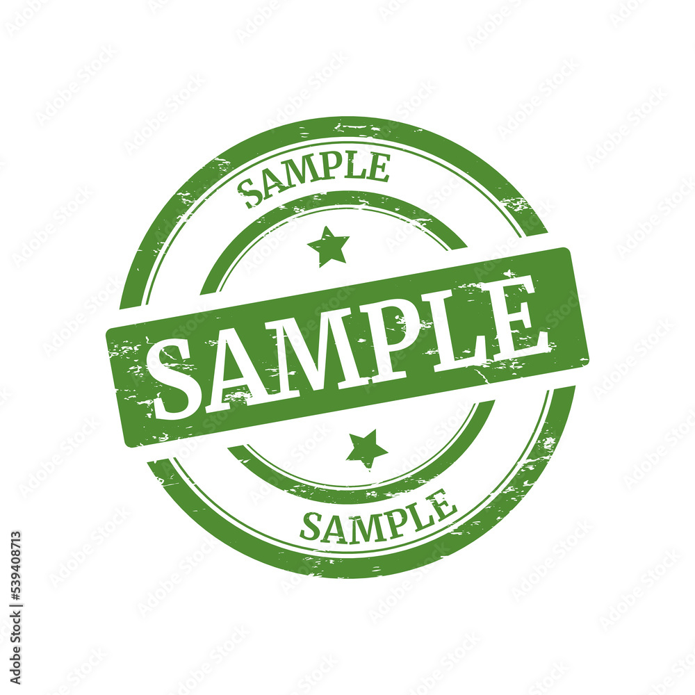 Green sample imprint isolated on white background