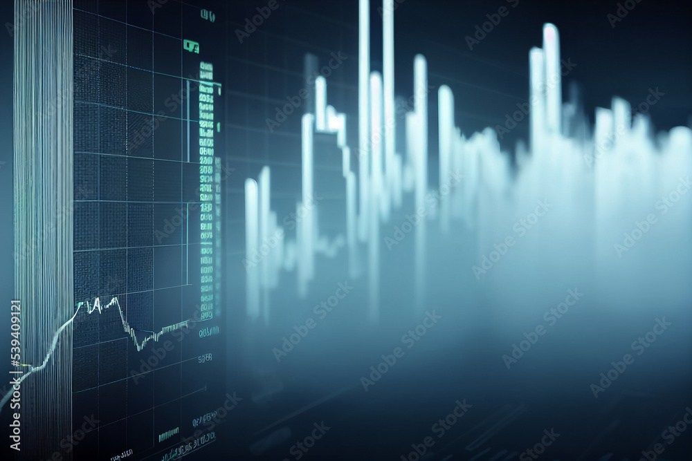 3d illustration of financial stock market graph , market online business concept