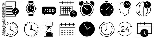 Time vector icon set. Clock illustration symbol collection. calendar sign.