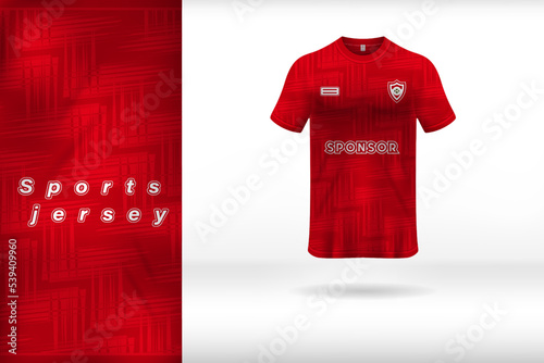 Red color sports jersey uniform template design