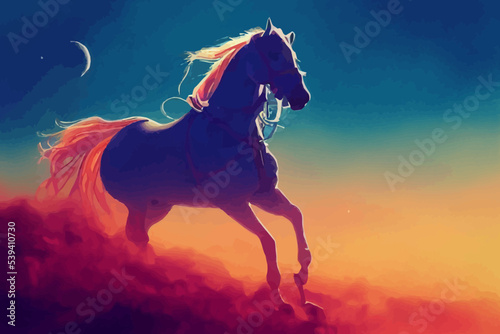 astronaut on horse traveling to a magical land digital.
