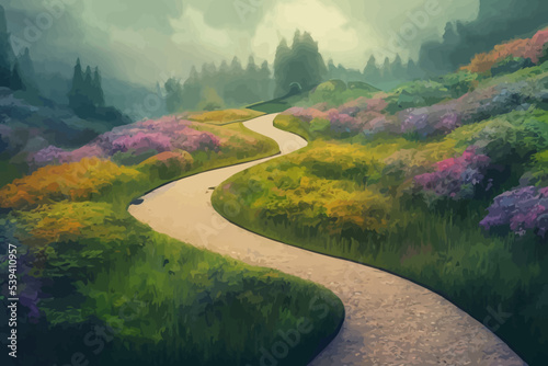 fantastic landscape showing pathway to the house