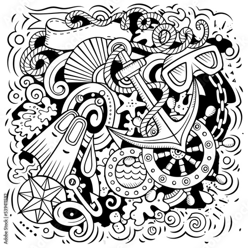 Nautical cartoon vector illustration.