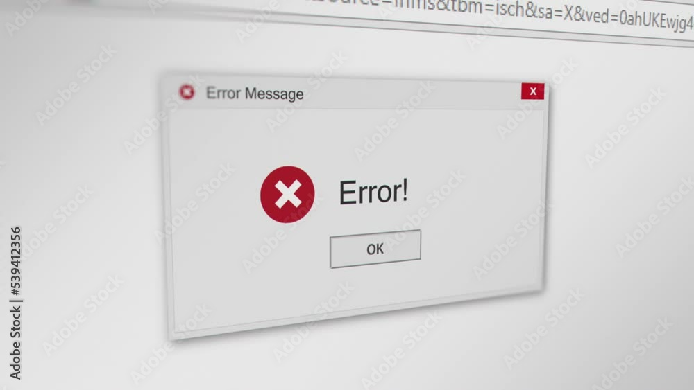 Animated Error Dialog Box on Computer Screen

