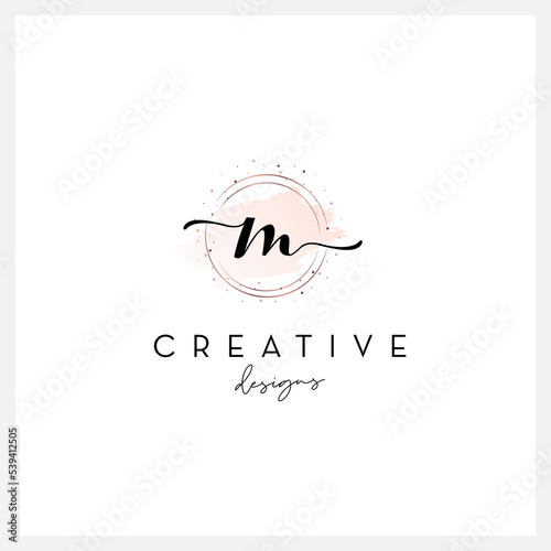 Slika na platnu Handwriting letter M logo, signature letter logo, suitable for business company
