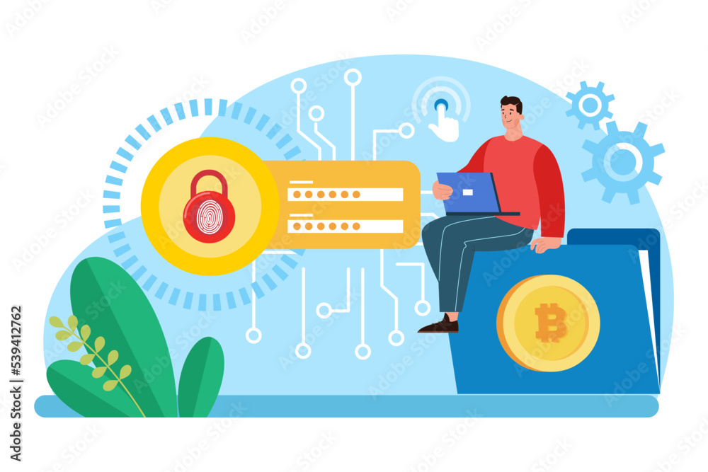 Obraz premium Digital Security Access Illustration concept on white background