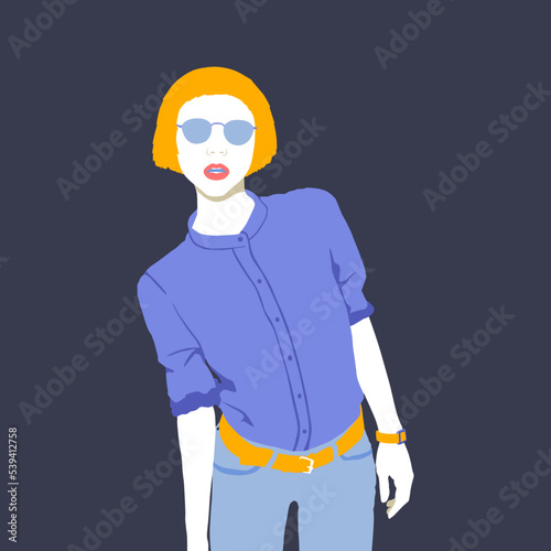 Fashion minimal illustration glamor stylish Girl