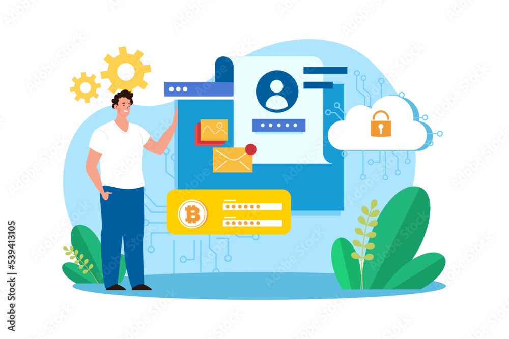 Private Data Protection Illustration concept on white background