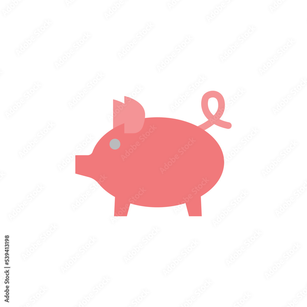 Piggy bank icon in color, isolated on white background Piggy bank icon in color, isolated on white background