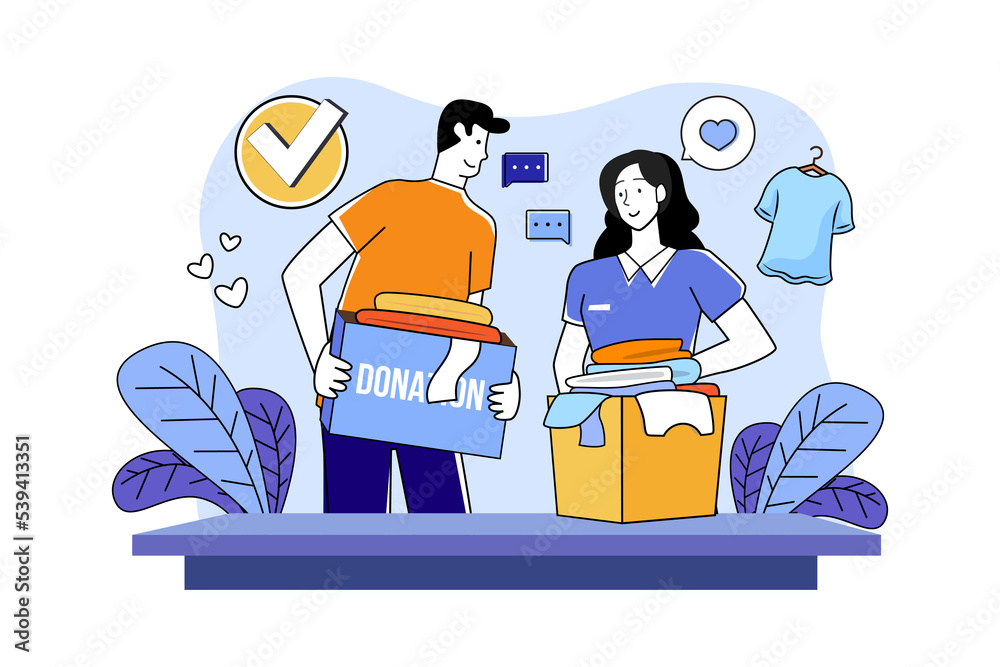 Obraz premium Volunteers donate clothes to the poor