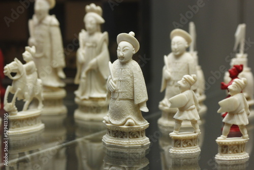 Old chess set made from ivory